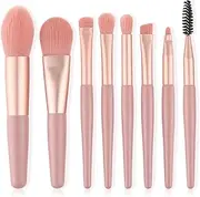 Makeup Brush Set 8 Branch Combination Soft Hair Makeup Brush Foundation Concealer Eye Shadow Blush Makeup Brush Beginner Mini Set (Gift: Exquisite Storage Bag) Pink