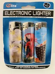 Lite Electronic Refillable Lighters w/ Adjustable Flame *Set of 3*