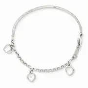 14k White Gold Polished Dangling Heart Charm Baby Bracelet 6" Children's Jewelry