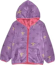 [GuoChe] Sherpa Lined Toddler Hoodie Mardi Gras Carnival Royal Fleur De Lis Purple Toddler Girls Coat pink Baby Boy Clothes