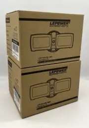 2 Sets LEPOWER 28W LED Security Lights Motion Sensor Outdoor Light 3000LM 2 Head