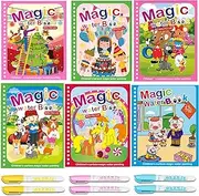 MYLEUS 6 Set Water Drawing Books for for Kids, Kids Montessori Toys Reusable Magic Water Coloring Book Magica Drawing Books Painting Toys Toddler Early Education Toys for Boy Girl 3-6(Pen Random Color)