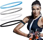 Sumind 4 Pieces Thick Non-Slip Elastic Sport Headbands Football Hair Headbands for Women and Men