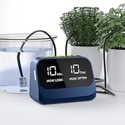 Upgraded Automatic Drip Irrigation Kit Watering System for Potted Plants, Houseplants Greenhouse Watering Equipment with DIY Programmable Timer, USB LED Display & Large Capacity Battery (Blue)