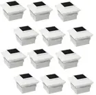 12 Packs Solar White Color Square PVC Post Fence Mount Cap Lights FIT 4"x4" POST