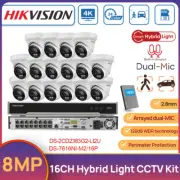 Hikvision 32MP 8K 16CH NVR 8MP Hybrid Light POE CCTV Security Camera System Kit