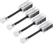 uxcell 4 Pack Telephone Cord Detangler, 360 Degree Rotating Tangle Free Phone Handset Cable Landline Swivel Cord, 70mm, Clear Black
