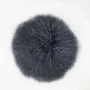Gray Round Mongolian Lamb Fur Pillow Cover