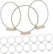 GOOHOCHY 24pcs Metal Floral Hoop Centerpiece with Wooden Base for DIY Wedding Table Decorations Versatile Dream Catcher Metal Hoops for Table Wall and Craft Decor
