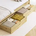 2X Wooden Storage Drawers with Smooth Wheels for Bed Frame Base, Wood