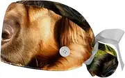 [YTYVAGT] 2-Pc,Gourd-Shaped Working Cap,Fisherman Hat with Buttons and Cotton Sweatband,Dog German Shepherd Portrait