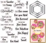 Honey Bee Sentiment Clear Stamps and Metal Cutting Dies Sets for Card Making DIY