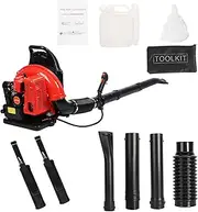Gas Leaf Blower, 63-CC 3HP 2 Stroke Backpack Leaf Blower,Gas Powered Leaf Blower for Efficient Cleaning for Lawn Snow, with Air Cooling and Backpack Carry(63cc Red)