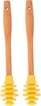 PEPLAYTAL 2 Pack Honey Drink Stirrer Sticks Reusable Sturdy Silicone Wood for Travel Outdoors