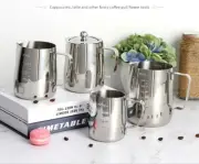Set of 3 Stainless Steel 304 Milk Frothing Jug Coffee Pitcher 350ml 600ml 1000ml