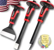 MAXPOWER 3-Piece Masonry Chisel Set 11" Point & Flat Chisels 8" Brick Chisel