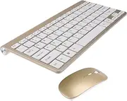 SHINEOFI 2.4G Wireless Keyboard and Mouse Ultra Thin Mini Keyboard for Home Office Stylish Golden Design Comfortable Keys Compatible with Computer and Mobile Devices
