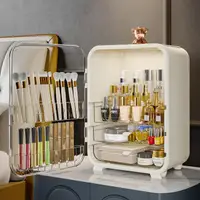 在飛比找momo購物網優惠-【Mega】日式透明大視窗化妝品收納箱 桌面收納盒(輕奢感大