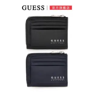 【GUESS】金屬LOGO皮革卡夾零錢包(兩色可選)