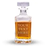 Custom Text Whiskey Decanter - Personalized Laser Engraved Whisky Glass Bottle