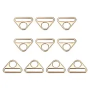 1.26" Adjuster Triangle with Bar Swivel Clip D Dee Ring Buckle, 10Pcs Gold