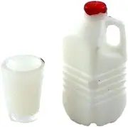 Dollhouse Bottle Carton & Glass of Milk Kitchen Accessory 1:12 Scale