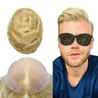 Mens Toupee Fine Mono Mens Hairpiece Poly Skin Hair System Pu Replacement WigUS