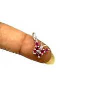 Smaller Dangle Butterfly Gold Charm Pendant, 18k White Gold Ruby Butterfly Charm