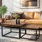 2PC Vintage Nesting Coffee Table Square Accent Table Sofa Side Table Living Room