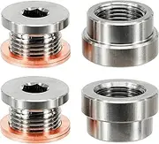 SHINTONES 4 PCS M18X1.5 Bung and Plug Notched Style Bung and Plug (2 Bungs/ 2 Plugs) Notched Style Fitting Bungs M18X1.5 Stainless Steel Mounting Bungs and Plugs Adapter
