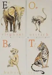 Pottery Barn Kids Animal Flashcard Wall Art Set SET/4 ~NEW IN BOX