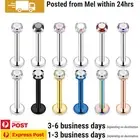 1Pair Piercing Studs Internal Thread Labret Lip Ring Ear Tragus Stone Body Jewel