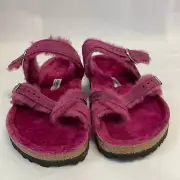 Birkenstock New with Box Mayari Shearling Fuchsia Oiled Leather R - Select Size