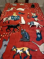 NWT Vera Bradley Throw Blanket in Holiday Cats