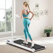[Black Lord] Walking Pad Under Desk Treadmill with Handrail WK5H Series, 2.4HP Foldable Home Office Gym Exercise Fitness Equipment with Bluetooth APP & Wireless Control for Jogging Running, White