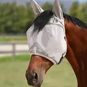 Harrison Howard Half Face Horse Fly Mask UV Protection and Breathable for Equine Use Comfortable Grey XL