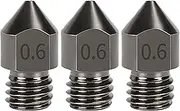 AcbbMNS 3-Pack Hardened Steel Nozzle 0.6 mm/1.75 mm 3D Printer MK8 Nozzles fit for Makerbot Creality CR-10 Ender 3 (0.6mm, 3-Pack)