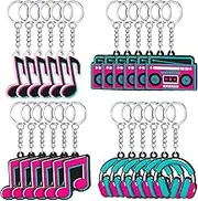 Fumete 48 Pcs Music Party Favors Keychain Piano Note Silicone Key Chains Gift Bulk Musical Themed Radio School Karaoke Bag Backpack Baby Shower Birthday Easter Gifts for Kids Supplies (Music)