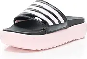 [adidas] Womens Adilette Platform, Black/Clear Pink/Clear Pink, 8