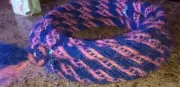 CUSTOM Mane Horse Hair Mecate 22 feet, 5/8" dia., Blue & Pink - Pattern Pink D