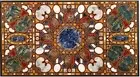 Black Marble Dining Table Top Unique Pattern Inlay Work Meeting Table for Office