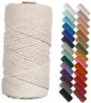 Natural Macrame Cord 3mm x 109Yards, Beige Macrame 3mmx109Yards Natural Cotton