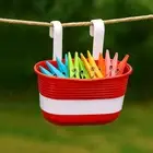 Clothesline Hanging Peg Basket Laundry Bag Bucket Holder Storage Pegs Plastic