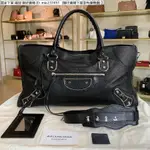 宸禾二手 BALENCIAGA 巴黎世家 METALLIC EDGE CITY 金屬飾邊羊皮手提斜背機車包附隨身鏡