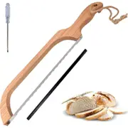 Bread Slicer for Homemade Bread,16" Wooden Sourdough Bread knife with Bow Design,Stainless Steel Serrated Saw Bread cutter -GSL