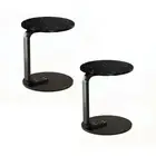 2x 50cm Black Marble Mini Side Table Portable Over Sofa Bed Coffee Laptop Des...