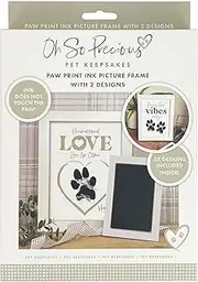 Paw Print Keepsake Frame Kit with Inkless Pad - 2 Designs | Capture Paw Prints Forever, Create Cherished Memories with Your Cat or Dog | Wall or Tabletop Display