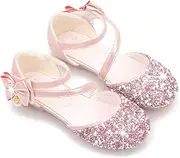 [MNSSRN-MM] Children's Sequin Dance Shoes, New Soft Sole All-Match Children's Crystal Sparkling Wear-Resistant Non-Slip Light Girl Princess Shoes,Pink,35