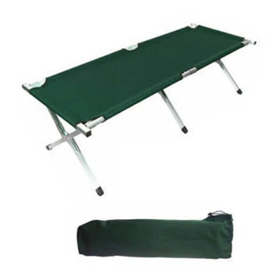 1x Portable Foldable Camping Bed Stretcher Light Weight w/ Carry Bag Camp Green