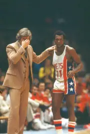 Robert Hawkins New Jersey Nets talks with head coach Kevin Lougher- Old Photo